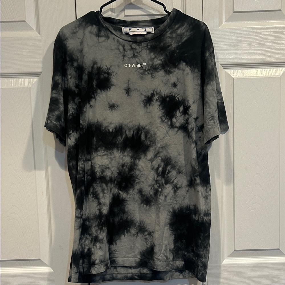 Off-White Gray and Black Tie-Dye Tee